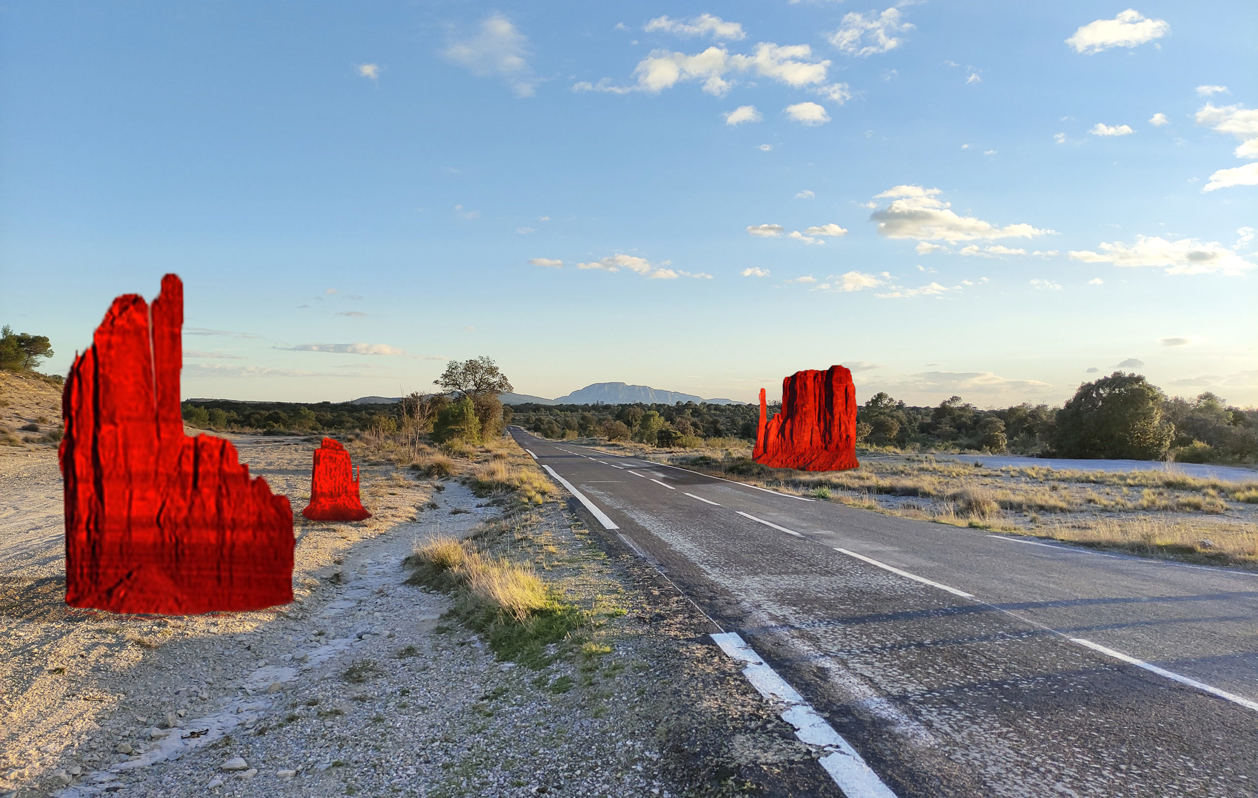 "Monument Valley", création in situ - Aux bords des paysages #5. @ Gaspard Combes