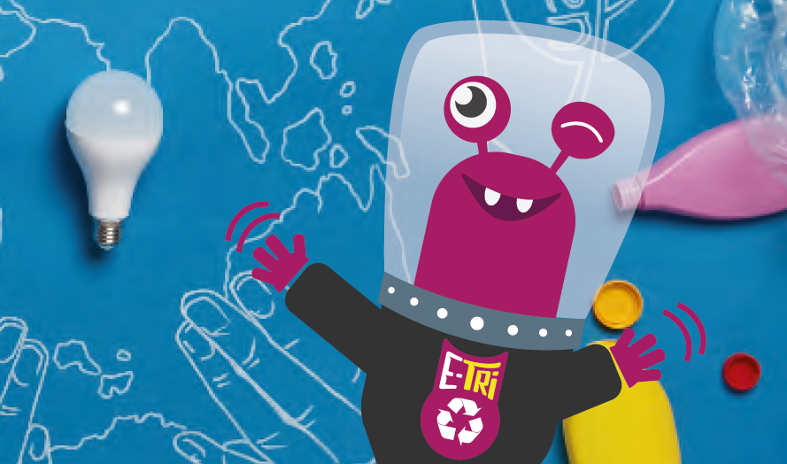 E-Tri, la mascotte du tri, fait la une du catalogue 2021-2022